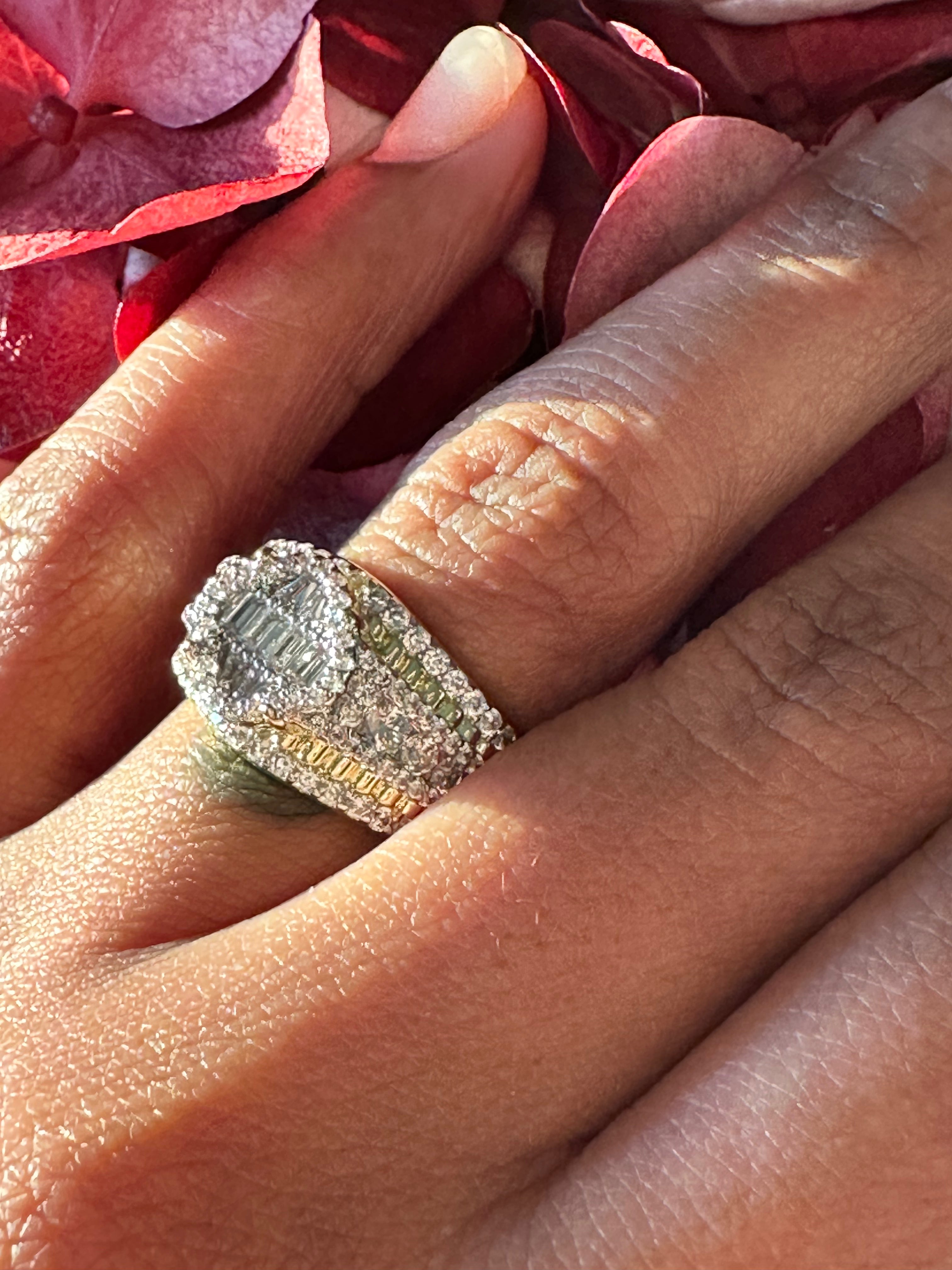 Double Tone Baguette Ring