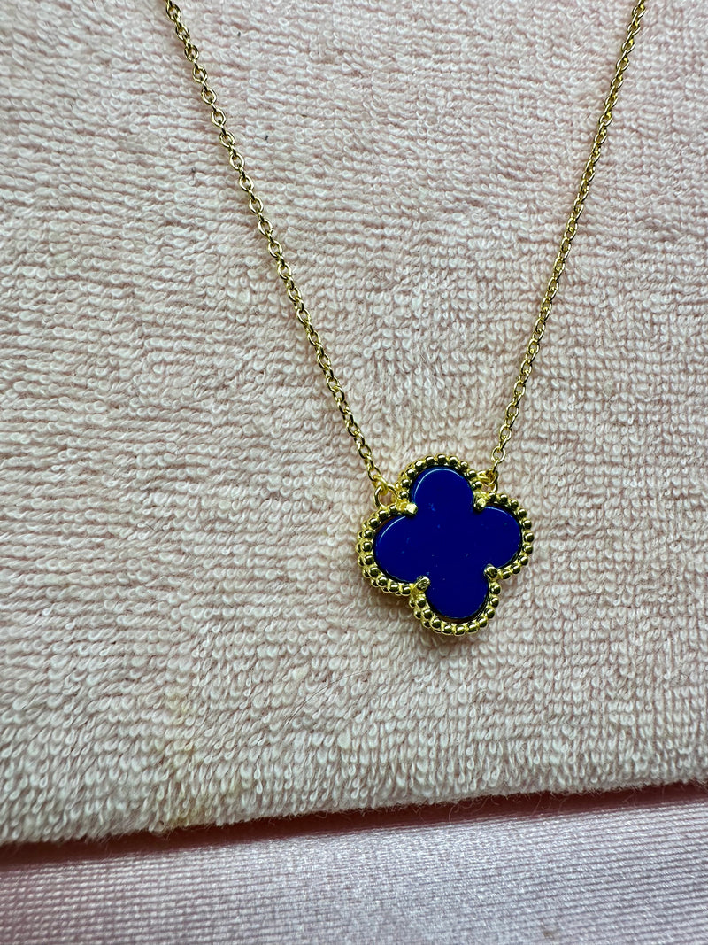 Blue sterling Silver Clover Chain