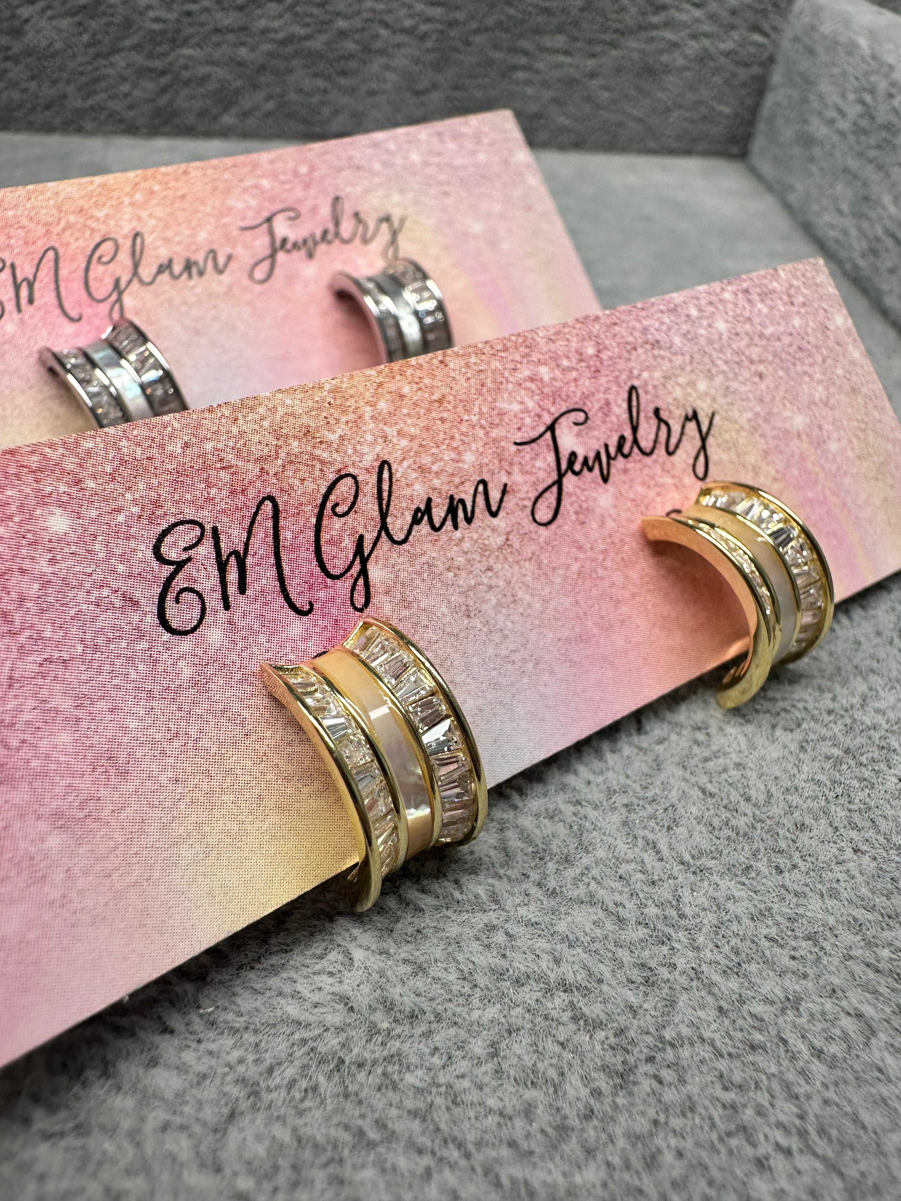 Half Moon Baguette Earrings