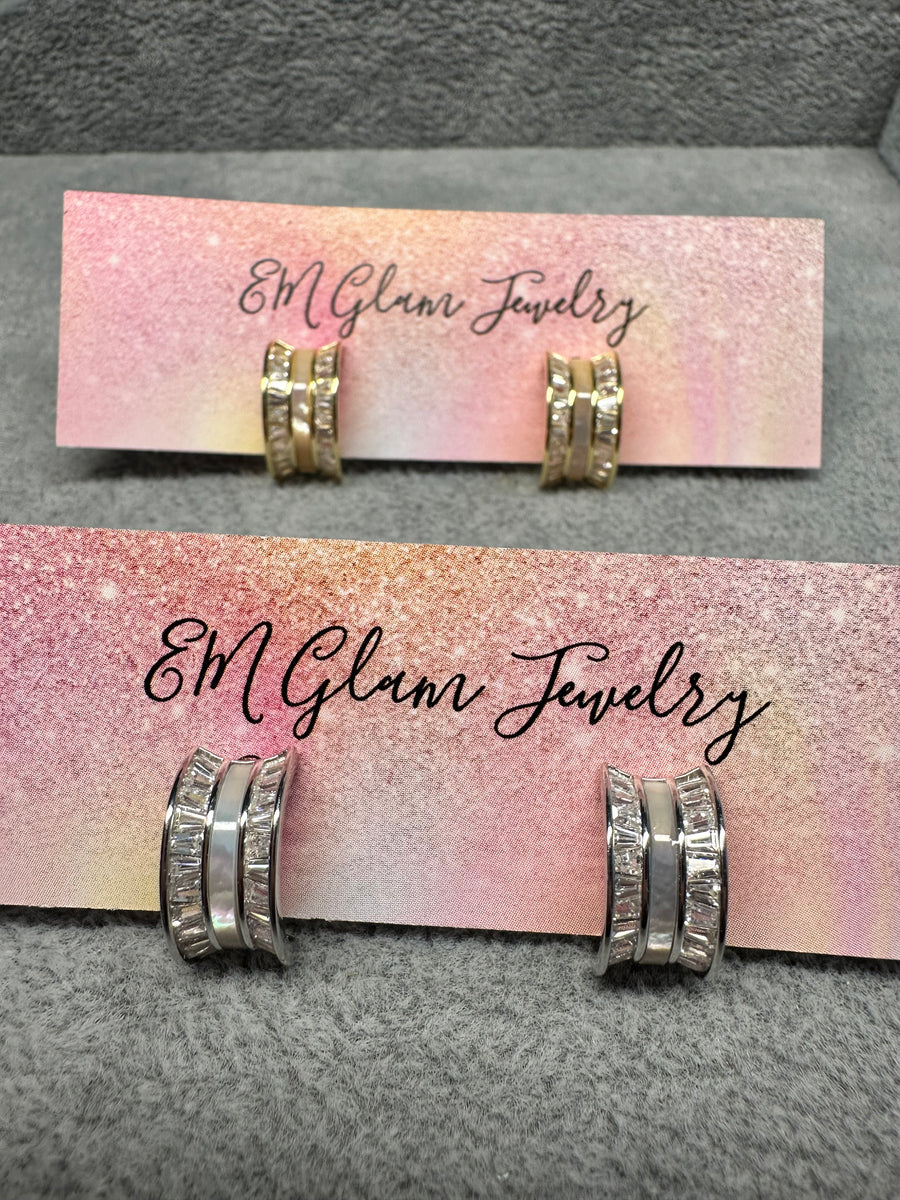 Half Moon Baguette Earrings