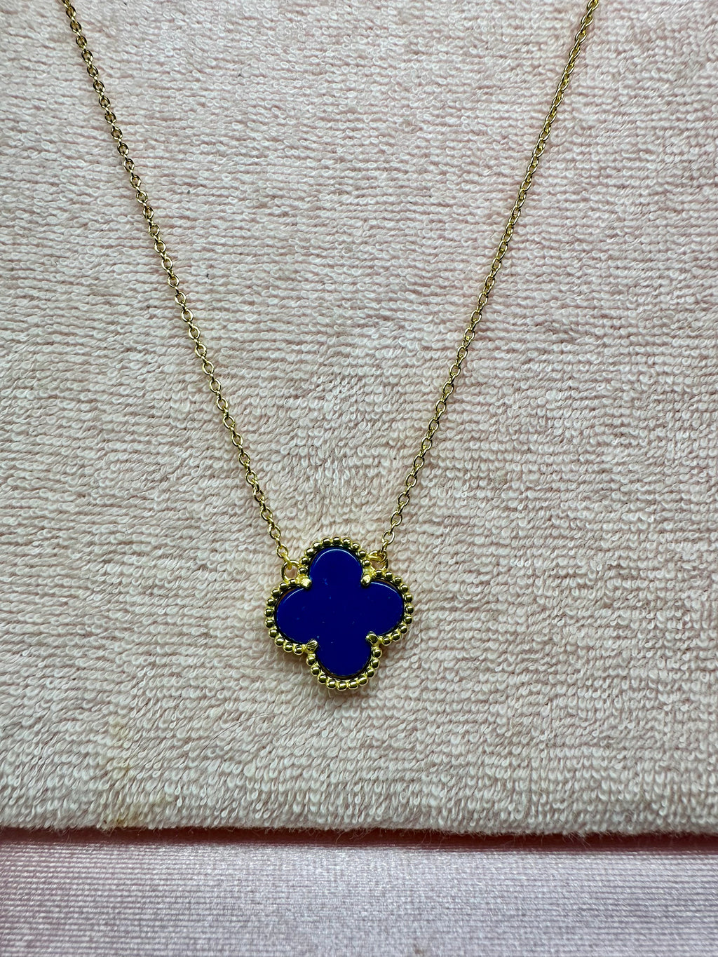 Blue sterling Silver Clover Chain