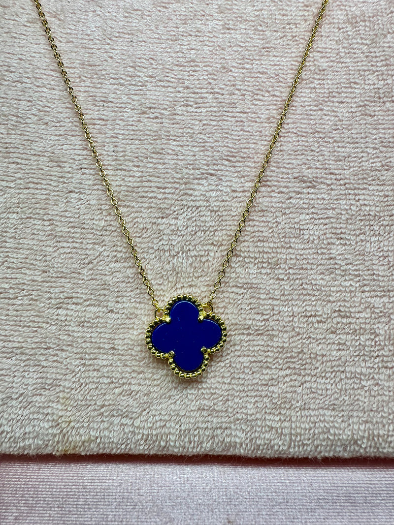 Blue sterling Silver Clover Chain