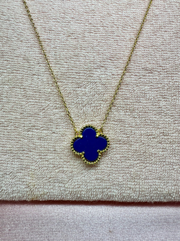 Blue sterling Silver Clover Chain