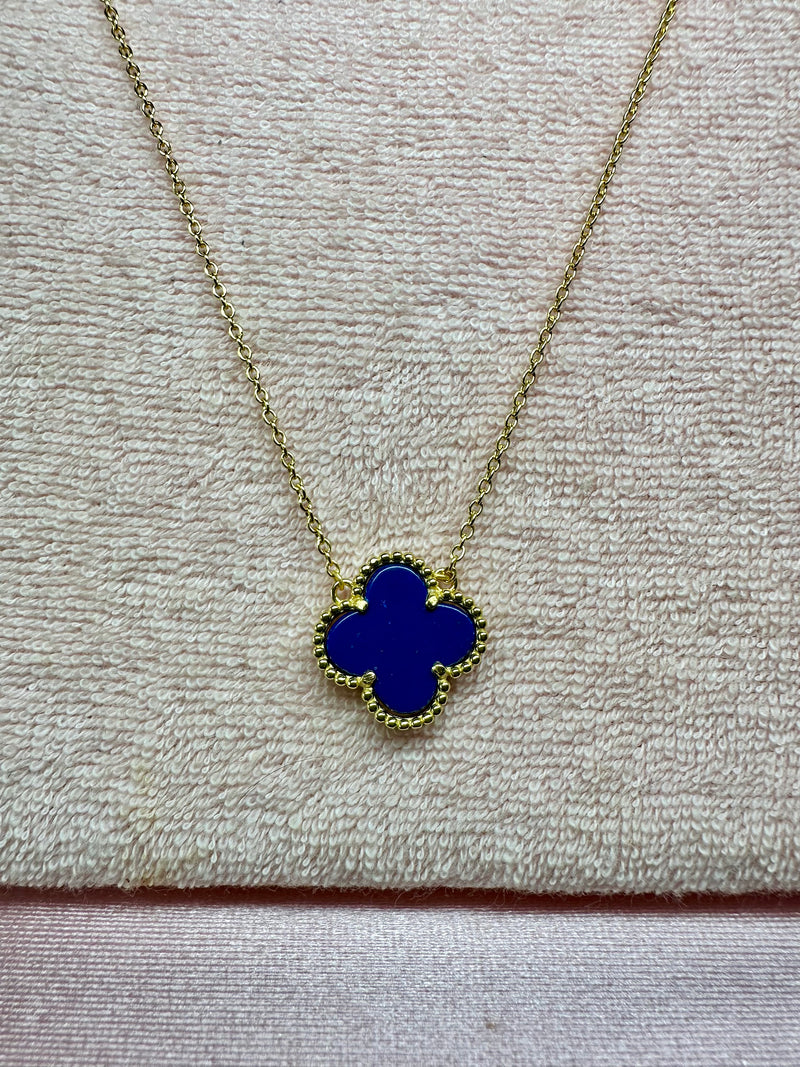 Blue sterling Silver Clover Chain