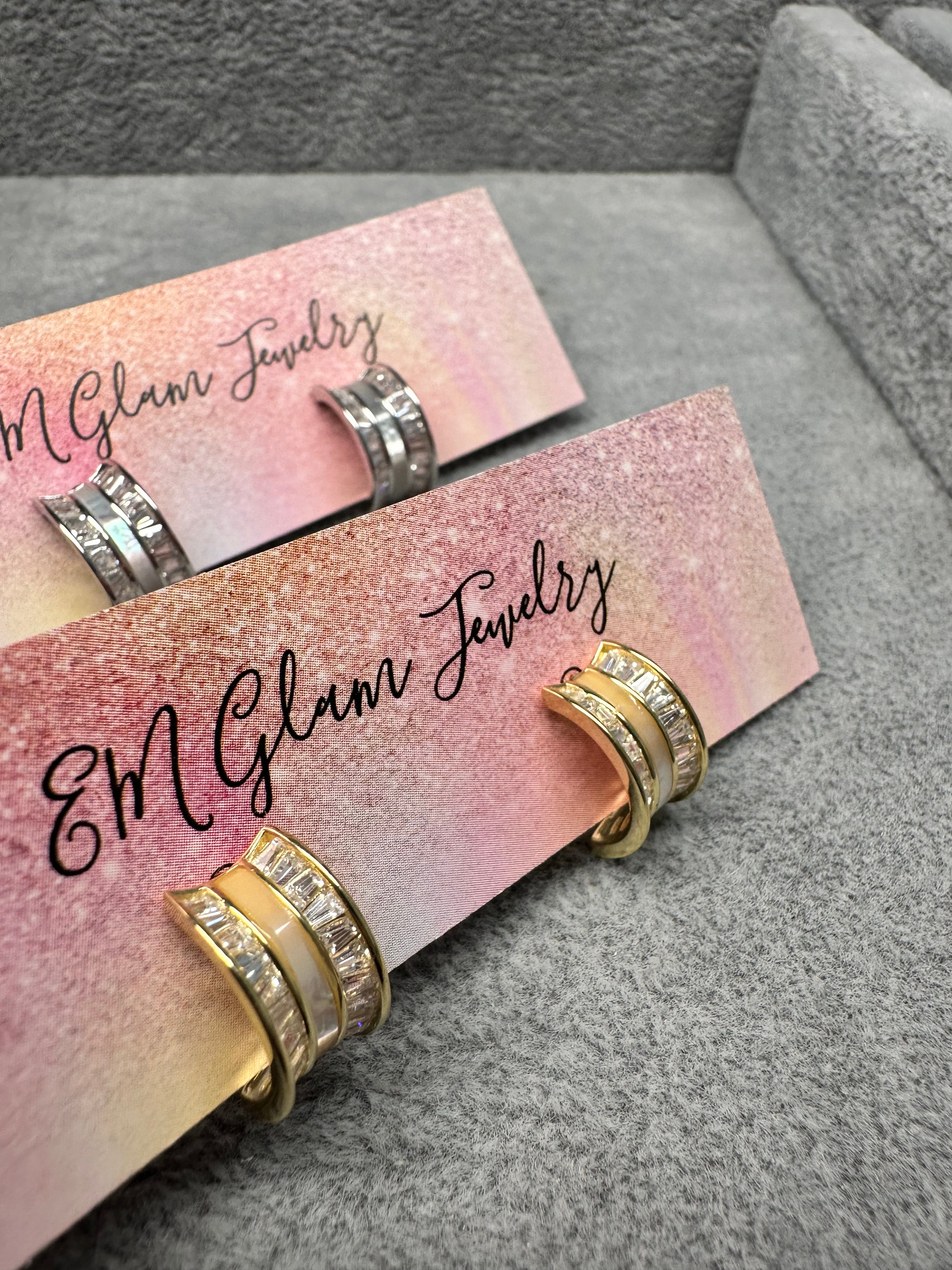 Half Moon Baguette Earrings