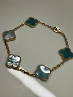 Pearly Blue Clover Bracelet