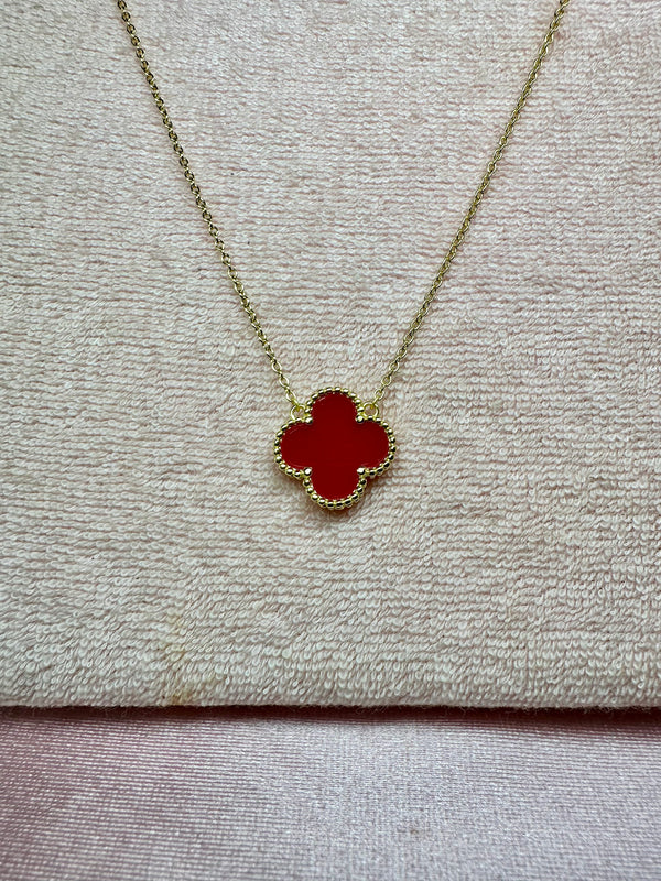 Red Sterling Silver Clover Chain