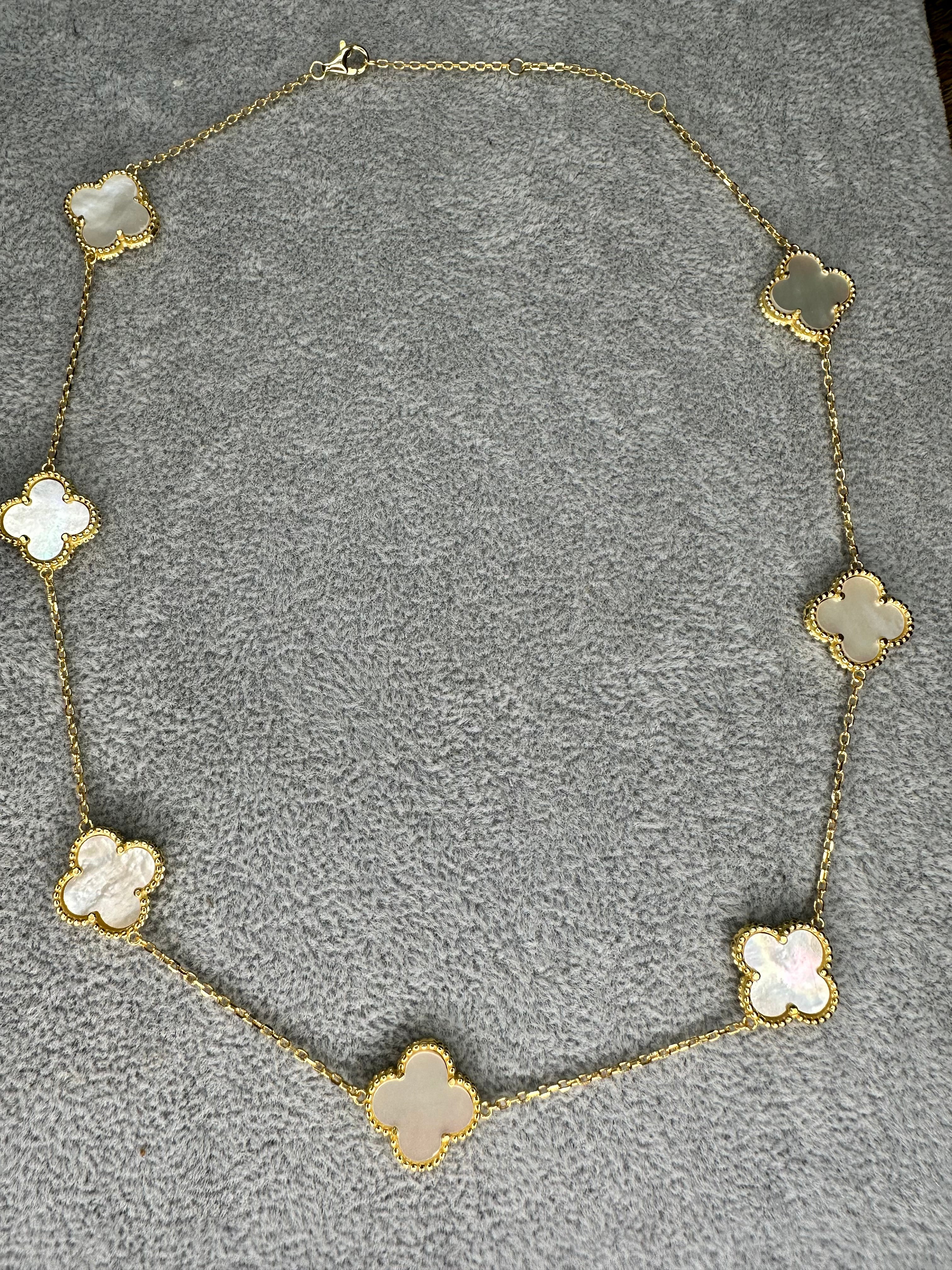White Sterling Silver Clover Chain