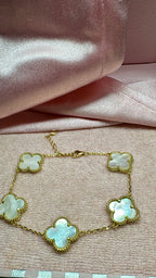 White Sterling Silver Clover Bracelet