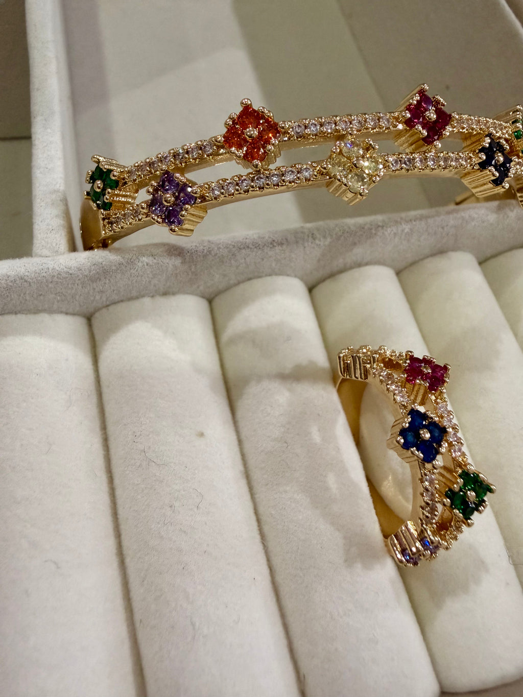 Crystal Bloom Bangle Set