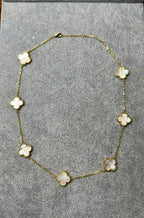 White Sterling Silver Clover Chain