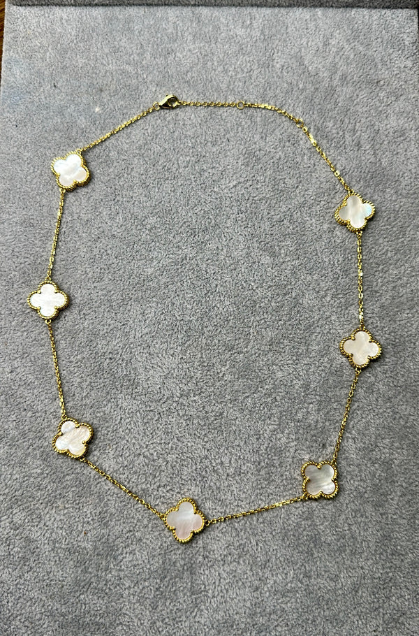 White Sterling Silver Clover Chain