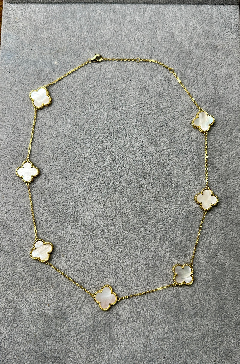 White Sterling Silver Clover Chain