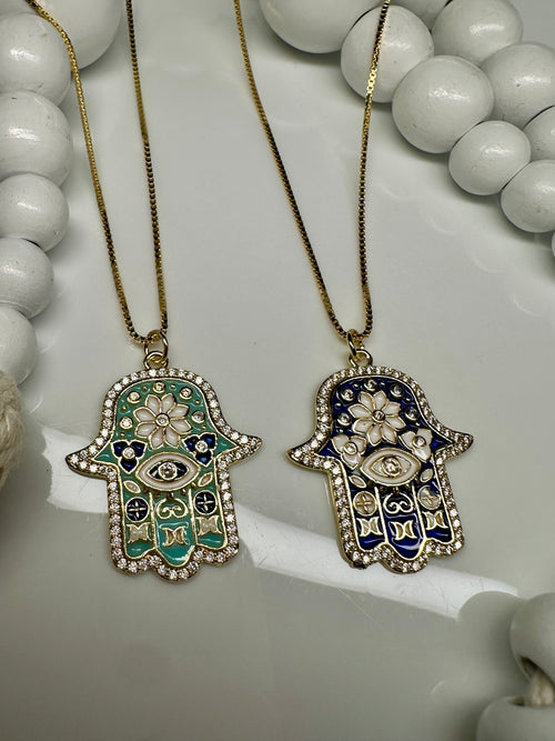 Divine Aura Hamsa Necklace