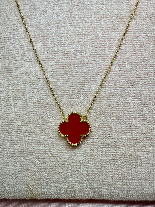 Red Sterling Silver Clover Chain