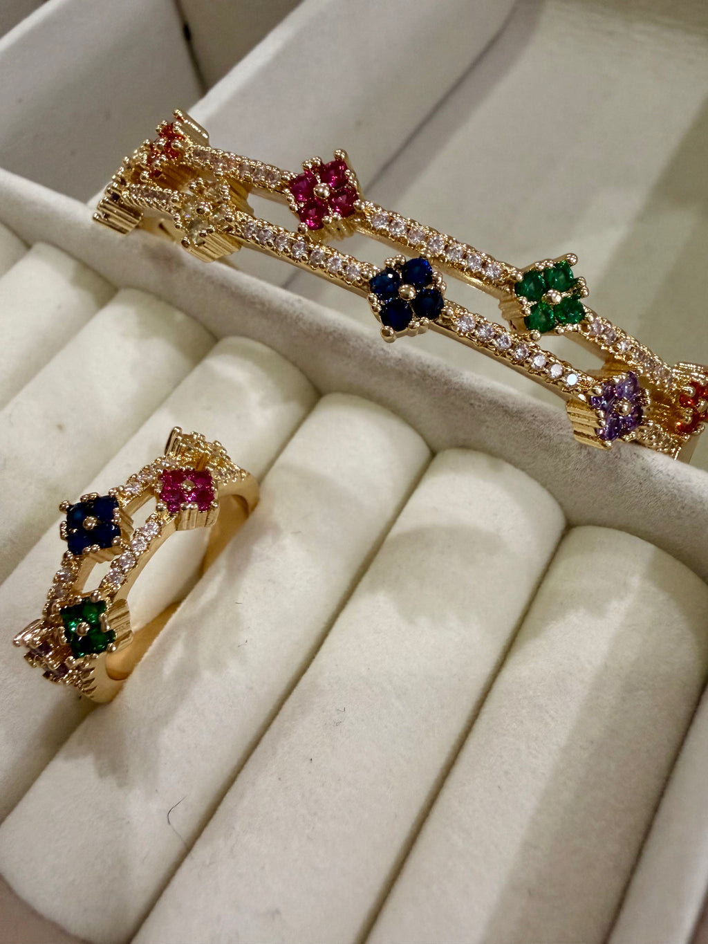 Crystal Bloom Bangle Set