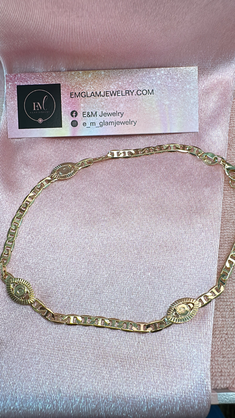 Golden Evil Eye Anklet