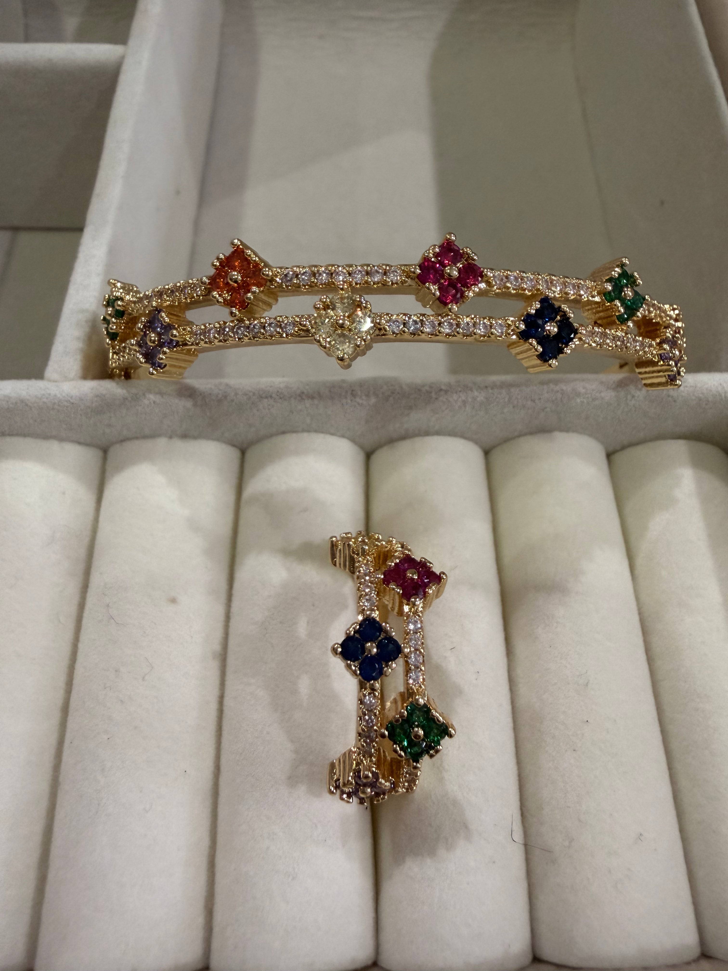 Crystal Bloom Bangle Set