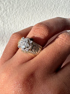 Double Tone Bling Flower Ring