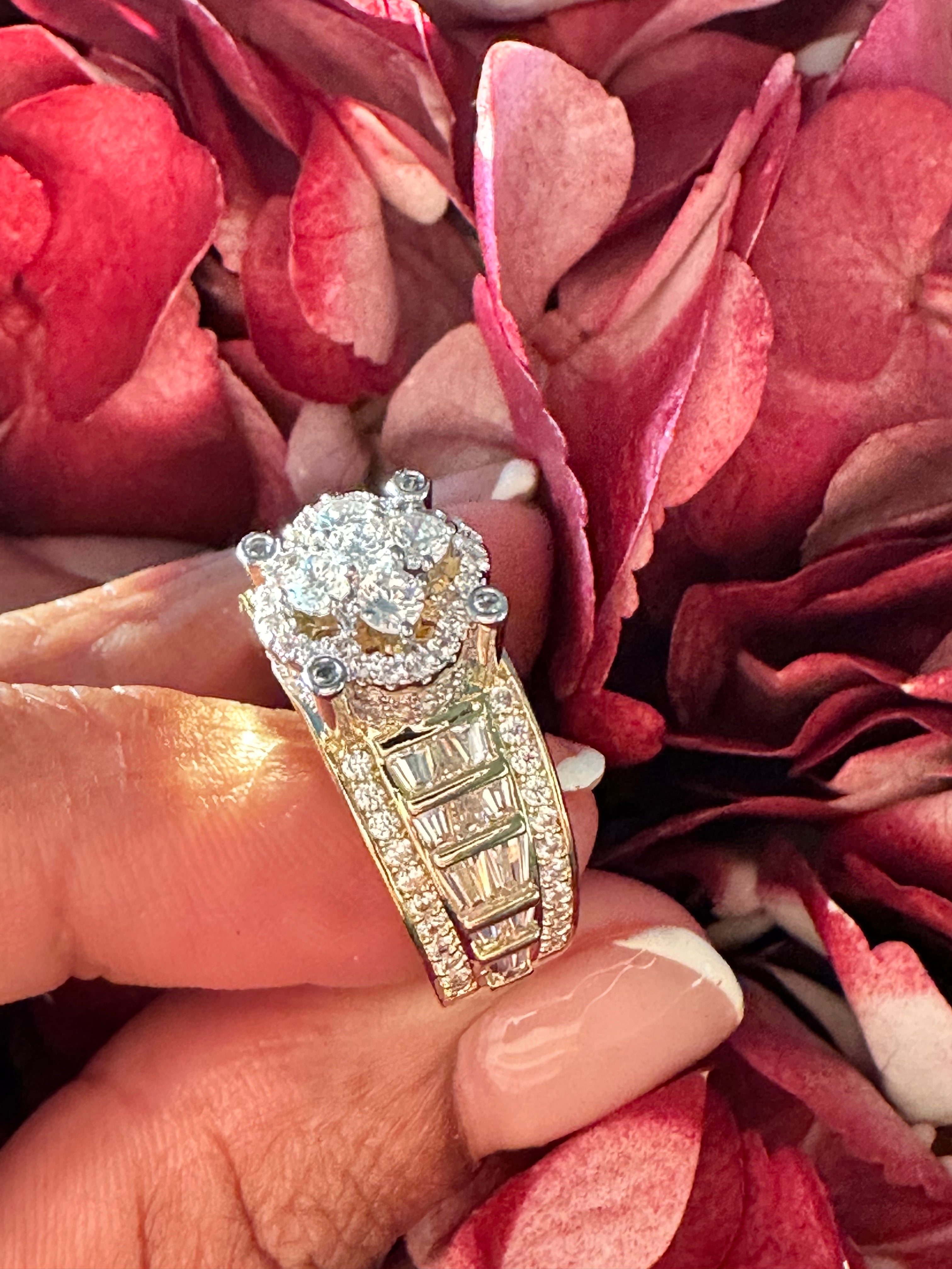 Double Tone Bling Flower Ring