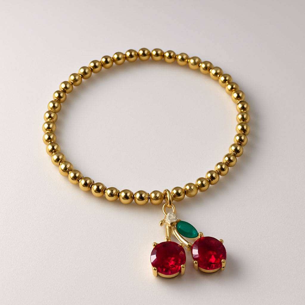 cherry Luxe Beaded stretch Bracelet
