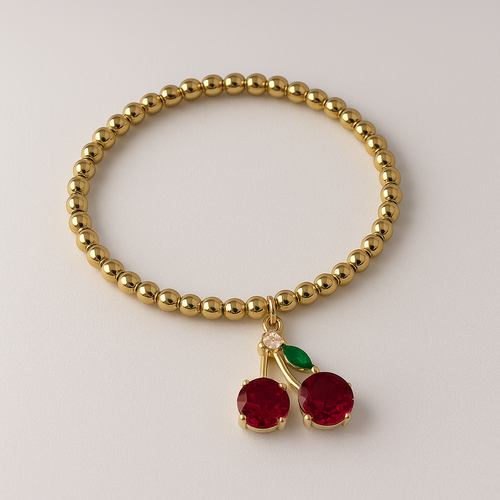 cherry Luxe Beaded stretch Bracelet