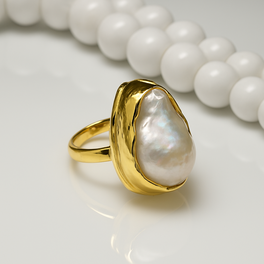 Baroque Pearl Gold Ring