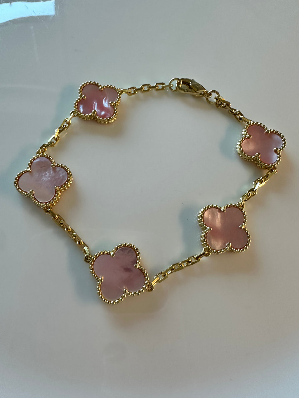 Pearly Pink Clover Bracelet
