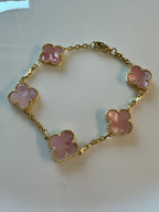 Pearly Pink Clover Bracelet