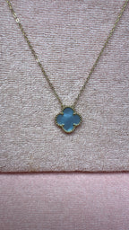 Pearly Blue Clover Necklace