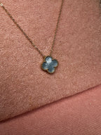 Pearly Blue Clover Necklace