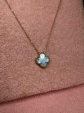 Pearly Blue Clover Necklace