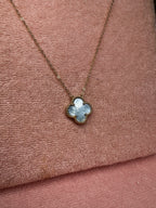 Pearly Blue Clover Necklace