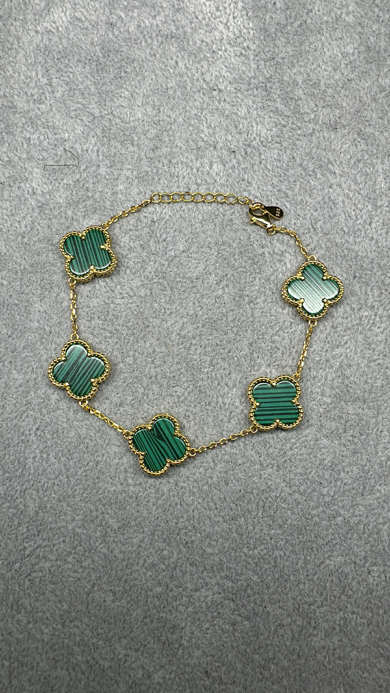 Green Sterling Silver Clover Bracelet