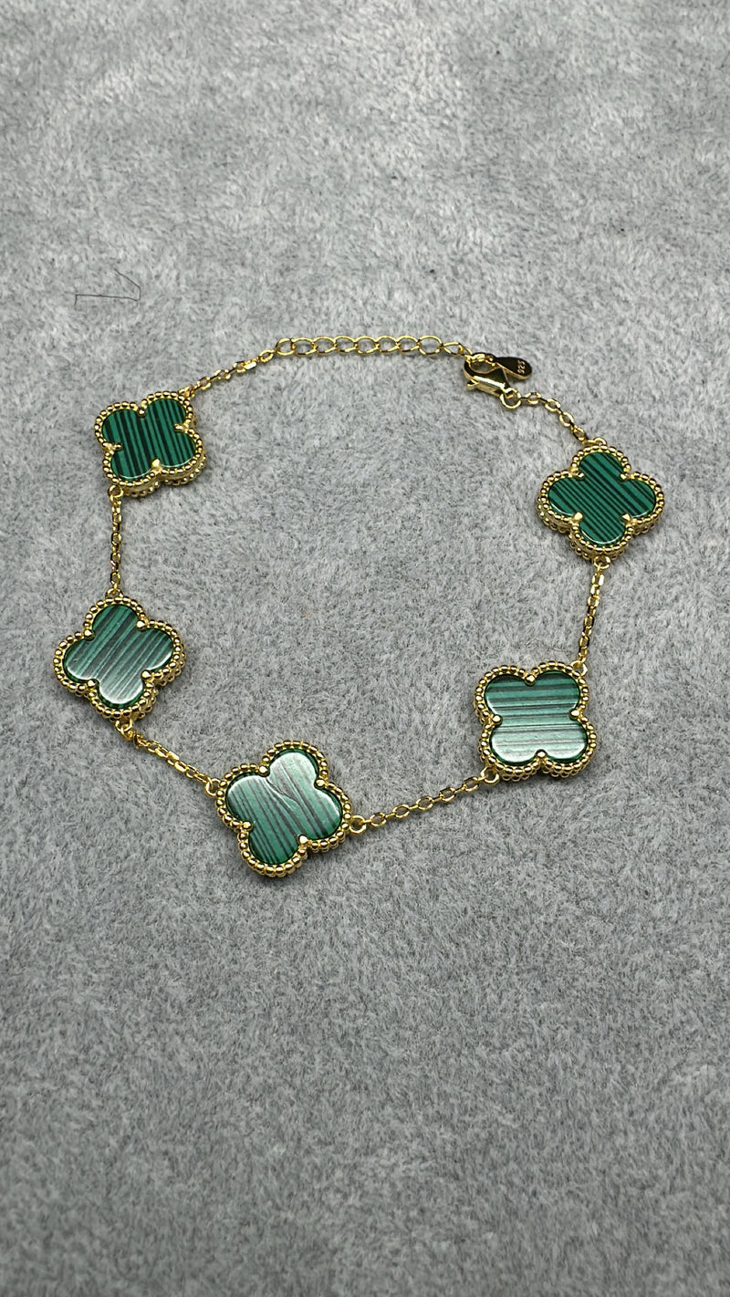 Green Sterling Silver Clover Bracelet