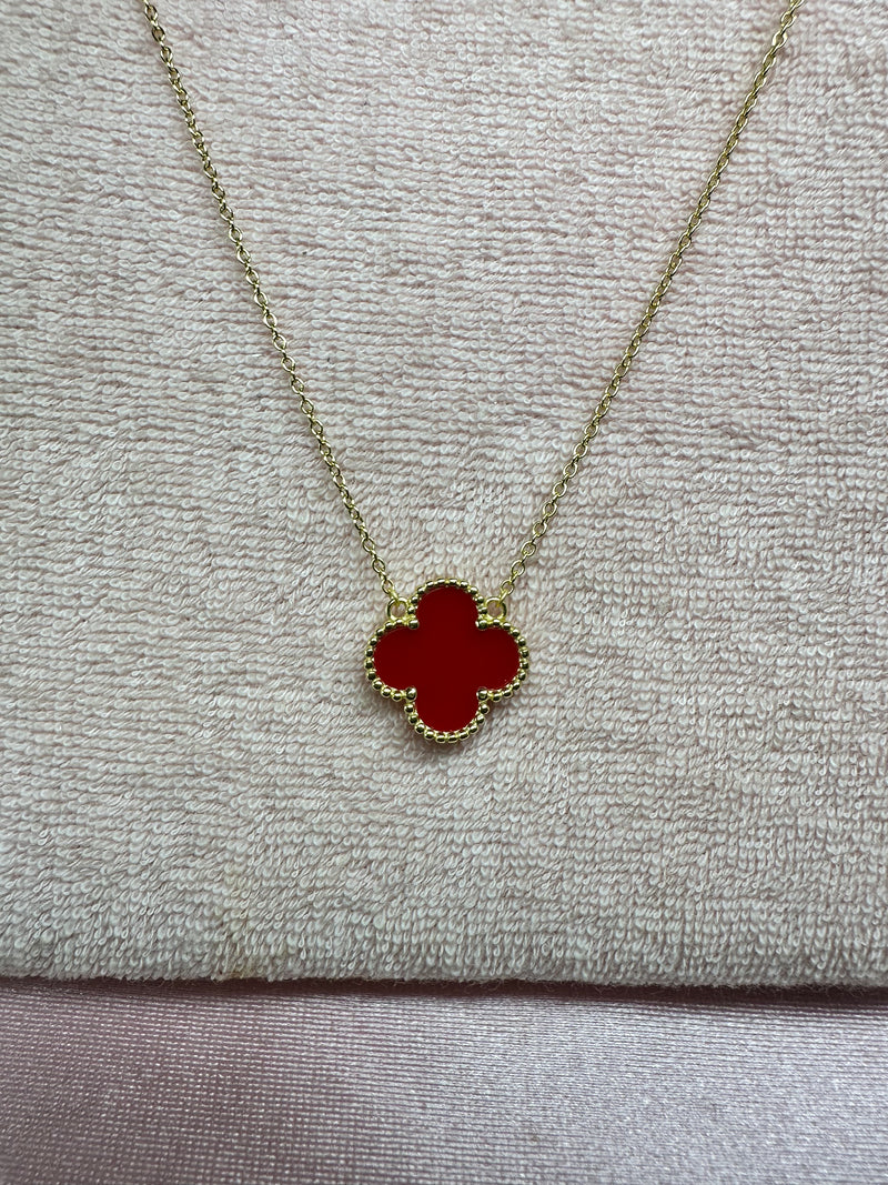 Red Sterling Silver Clover Chain