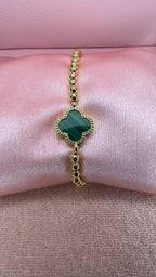Four Leaf Clover Beaded Stretch Bracelet