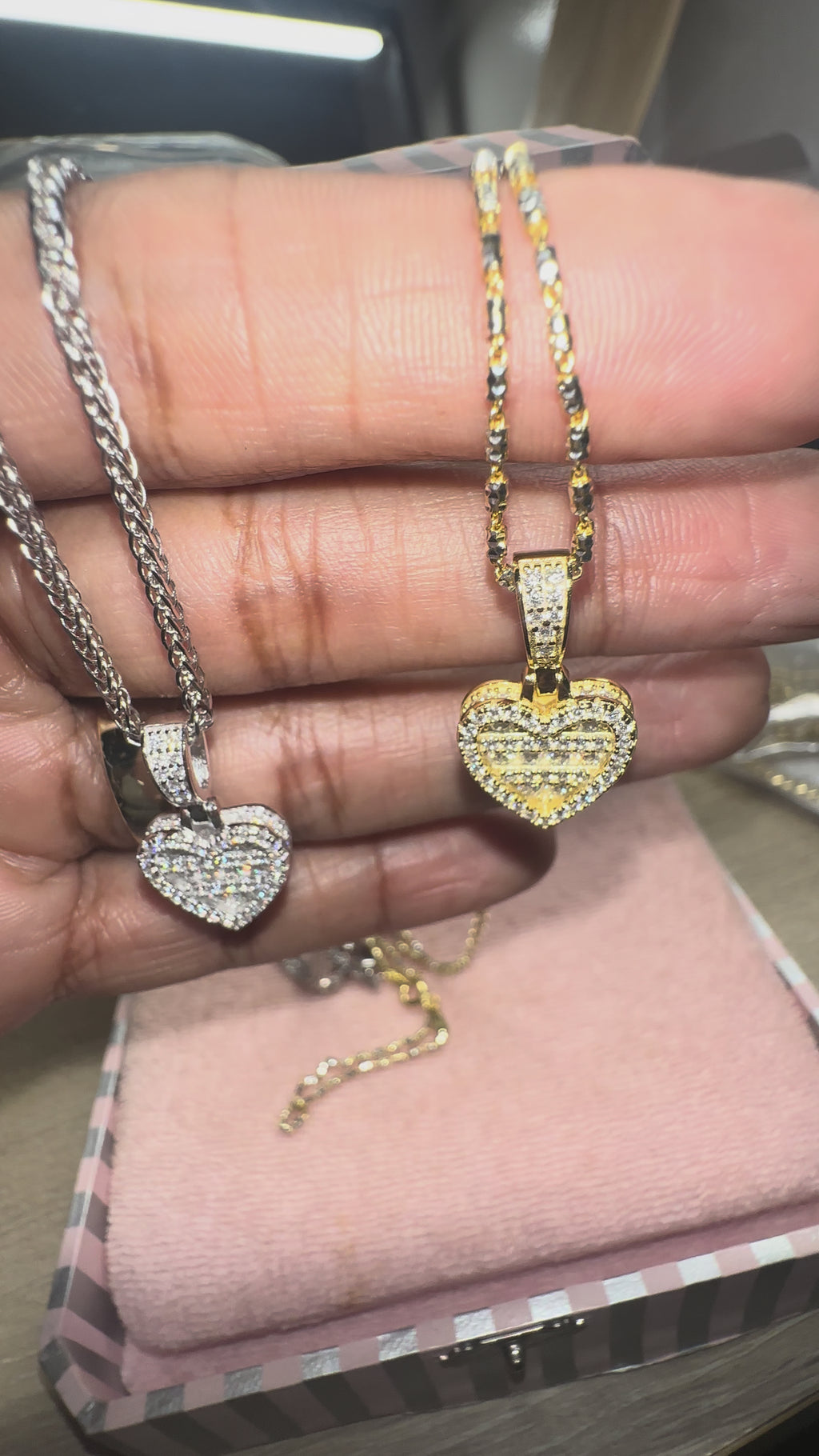 Heart Baguette Pendant Chain