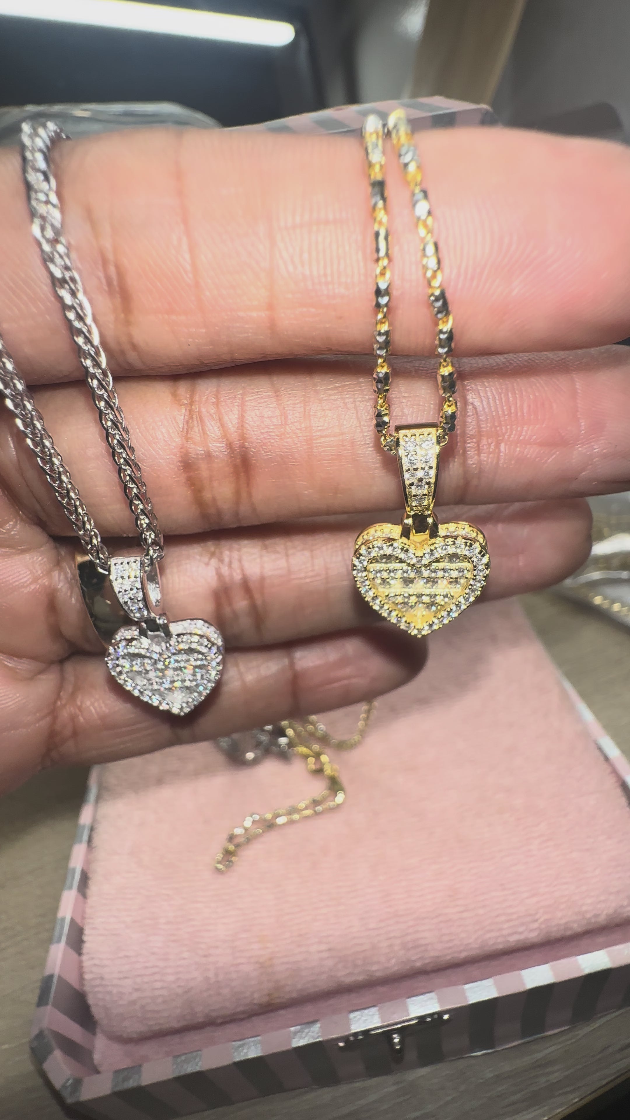 Heart Baguette Pendant Chain