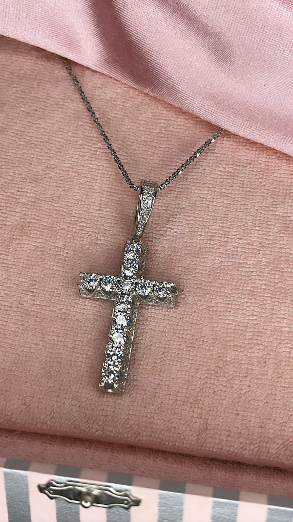 Pyramid Cross chain in silver