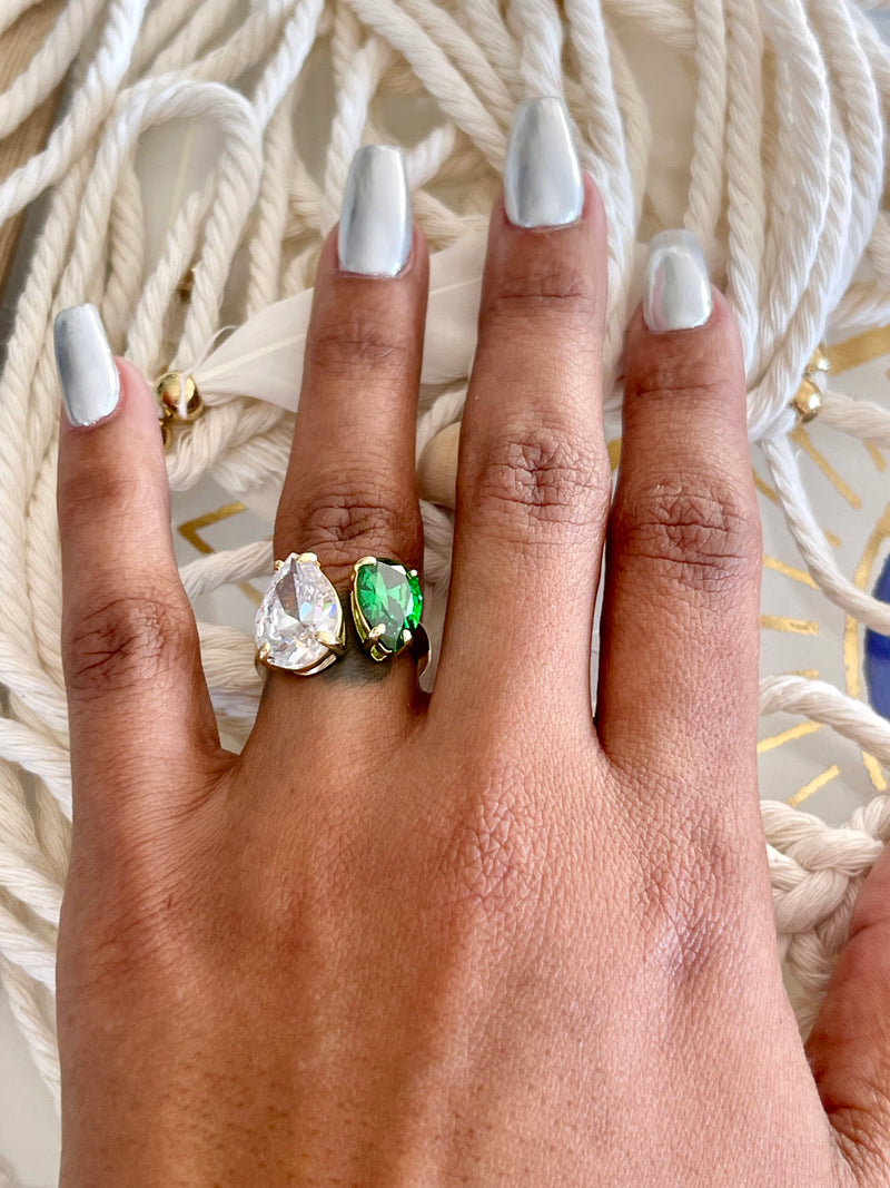 Green Tear Drop Ring