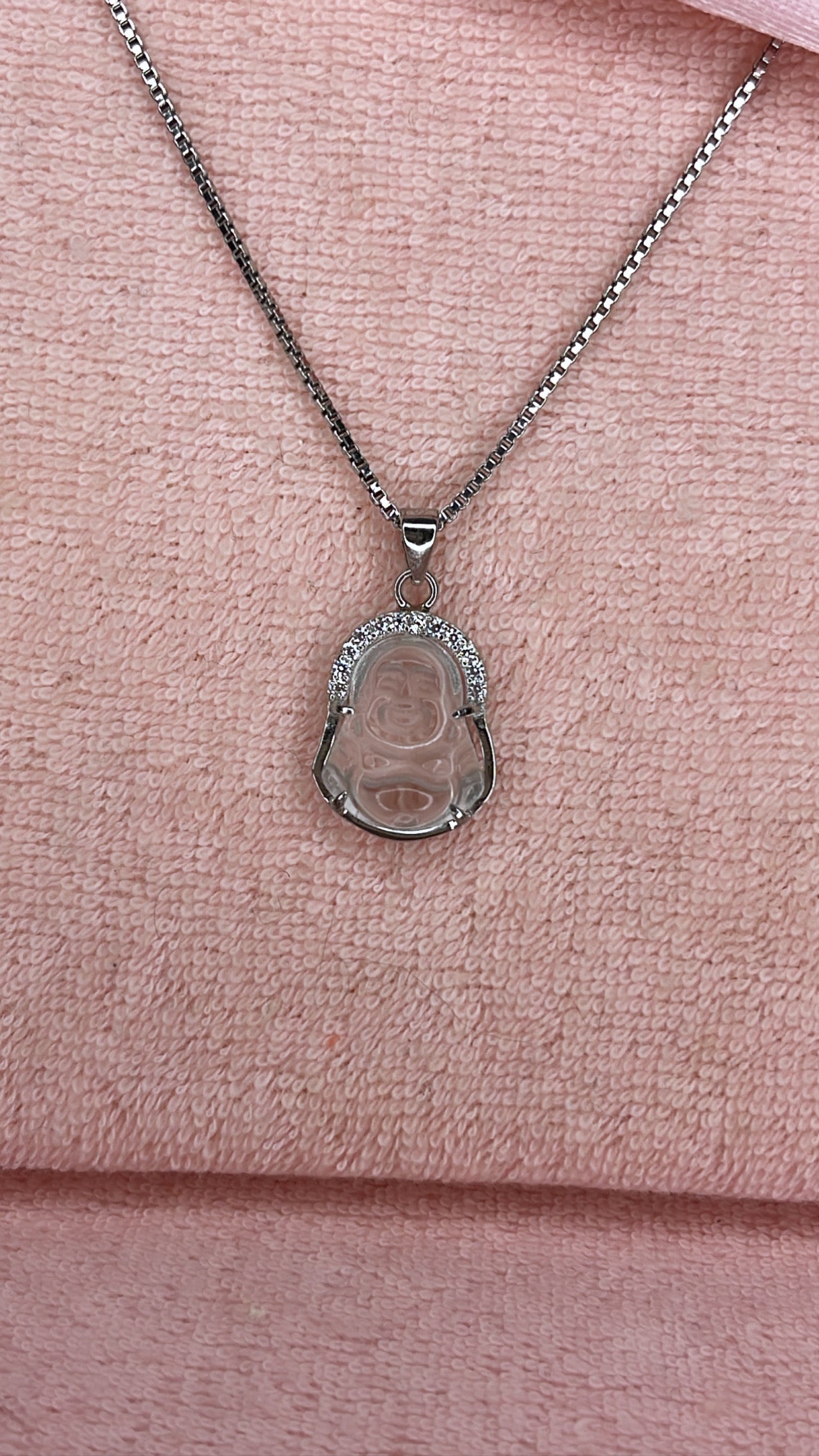 Clear Mini Buddha Chain in Silver