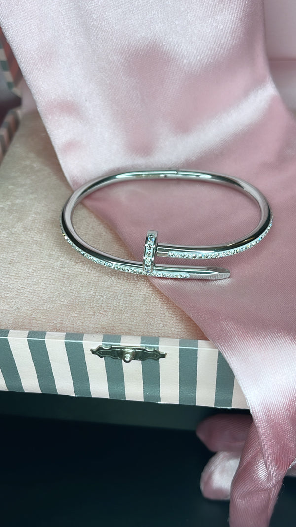 The Diamante Nail Bracelet In Silver