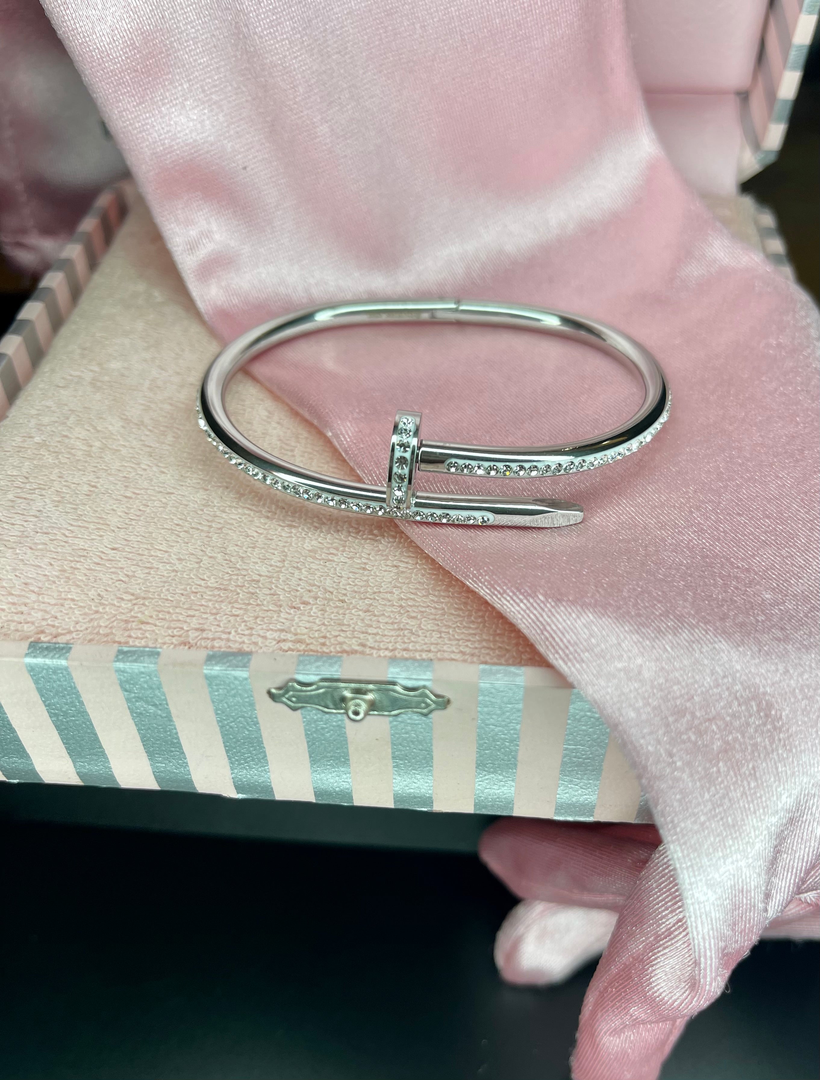 The Diamante Nail Bracelet In Silver