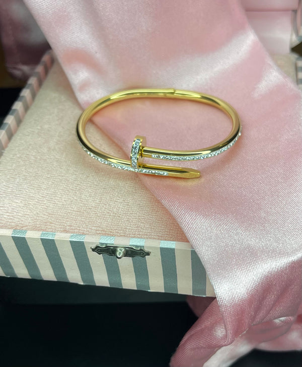 The Diamante Nail Bracelet In Gold