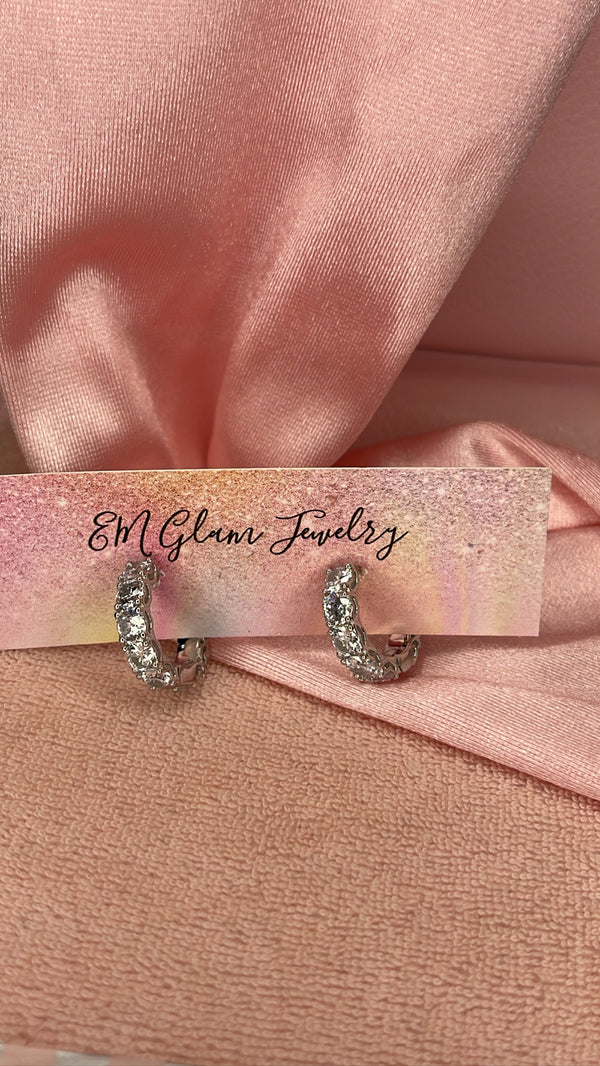 Mini Bling Hoops In Silver