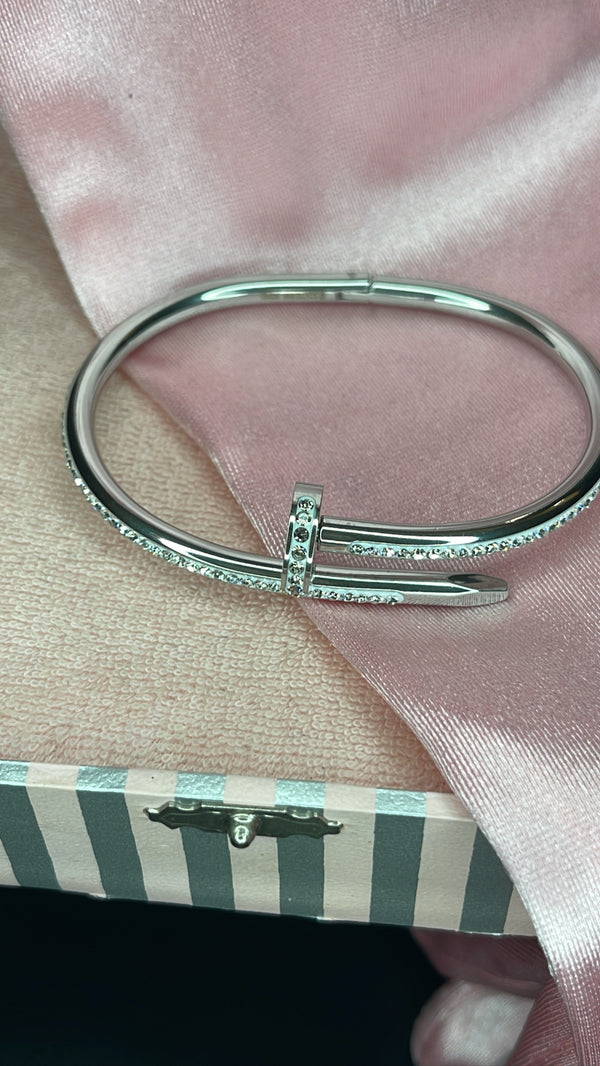 The Diamante Nail Bracelet In Silver