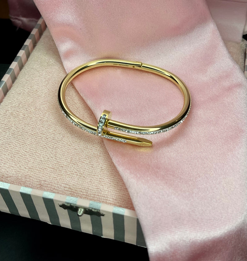 The Diamante Nail Bracelet In Gold