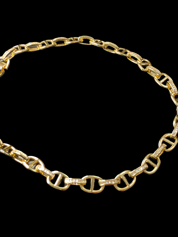 The Baguette Crystal Link in Gold