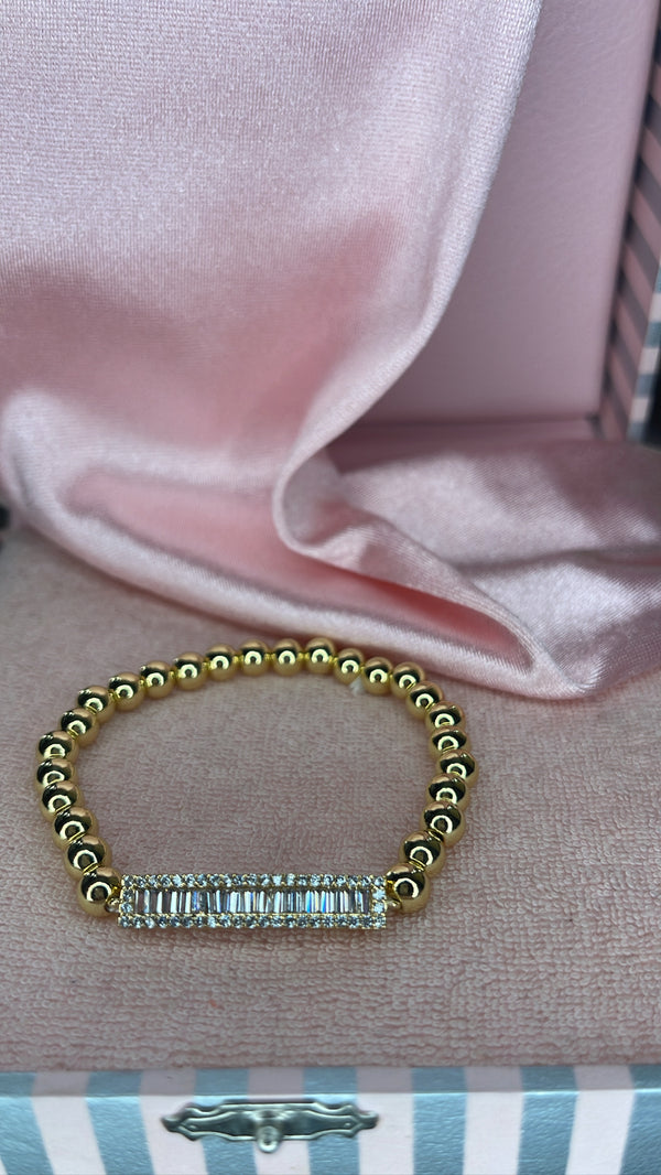 The Baguette Plate Beaded Stretch Bracelet